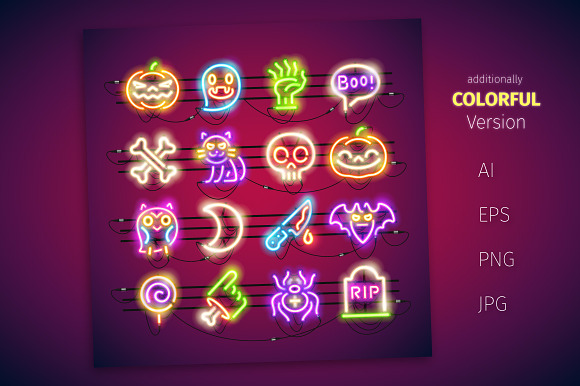Halloween Neon Icons in Neon Icons - product preview 5