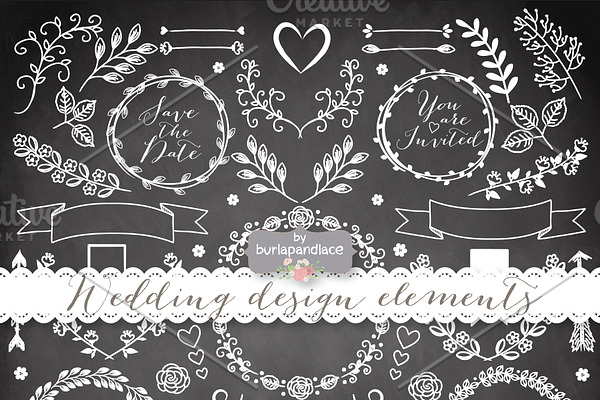 Vector wedding design elements