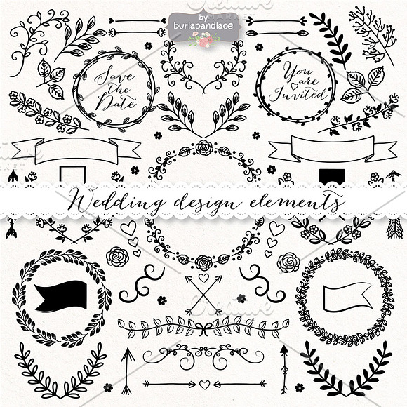 Vector wedding design elements in Illustrations - product preview 2