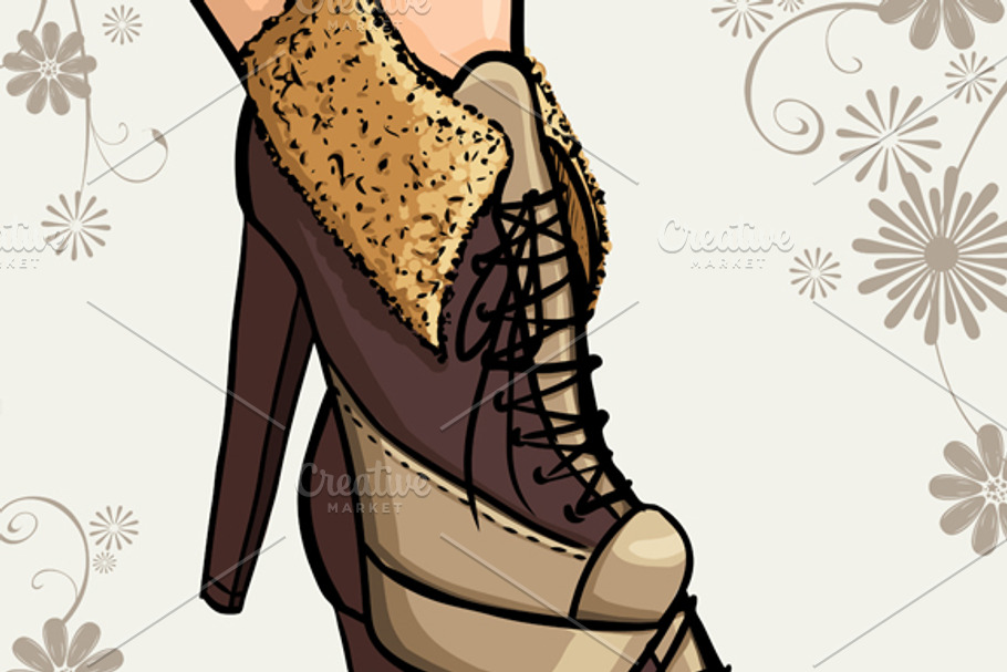 4 images of woman legs in ankle boot in Illustrations - product preview 8