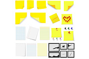 Office, sticky notes and turned pape