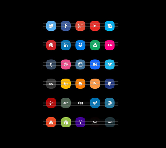 Color PSD Social Icons in Graphics - product preview 1