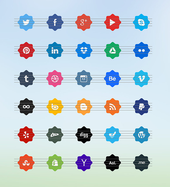 Nice Star Shaped Social Icons in Graphics - product preview 1