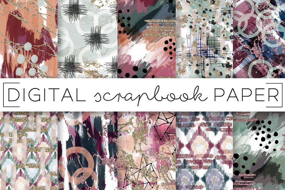 Abstract Brush Stroke Digital Papers in Patterns - product preview 8