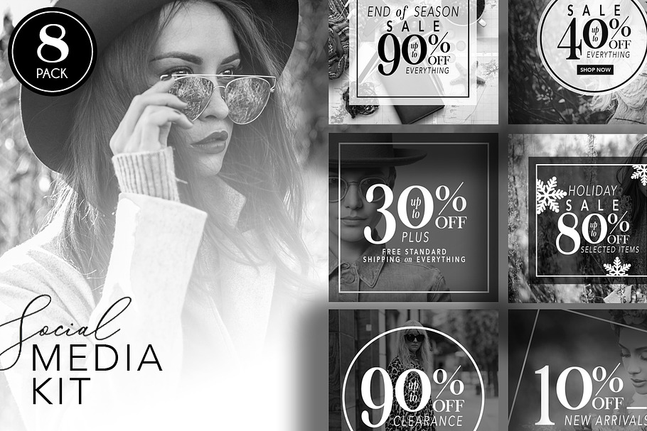 Black-and-White Social Media Pack in Instagram Templates - product preview 8