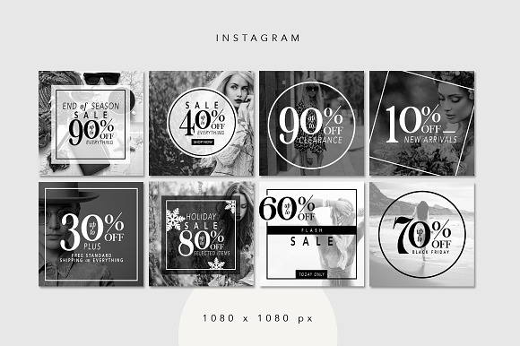 Black-and-White Social Media Pack in Instagram Templates - product preview 2