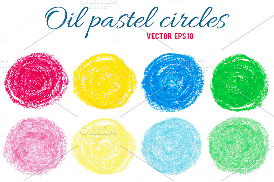 8 oil pastel circles
