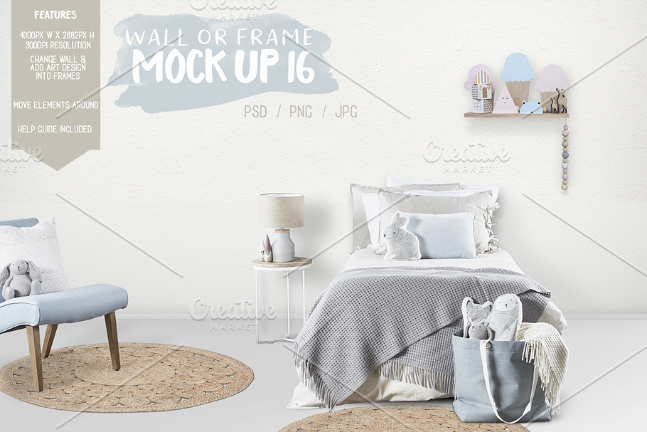 Kids Room Wall/Frame Mock Up 16 in Print Mockups - product preview 8