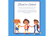 Back to School Poster with Children in Clothes