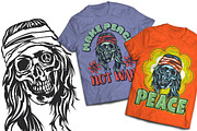 Hippie T-shirts And Poster Labels