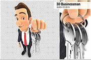 3D Businessman Bunch of Keys