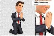 3D Businessman on his Knees Praying
