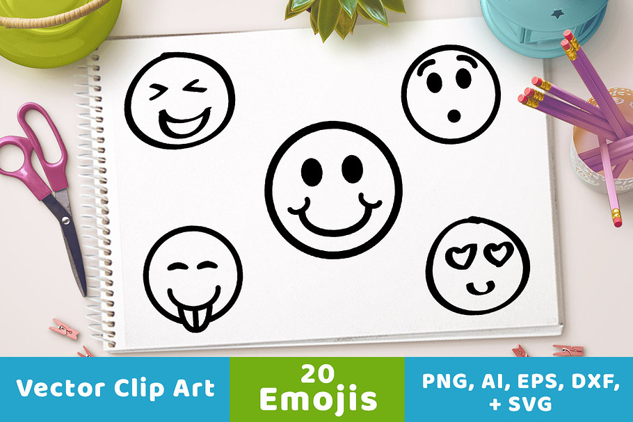 20 Emojis Clipart
