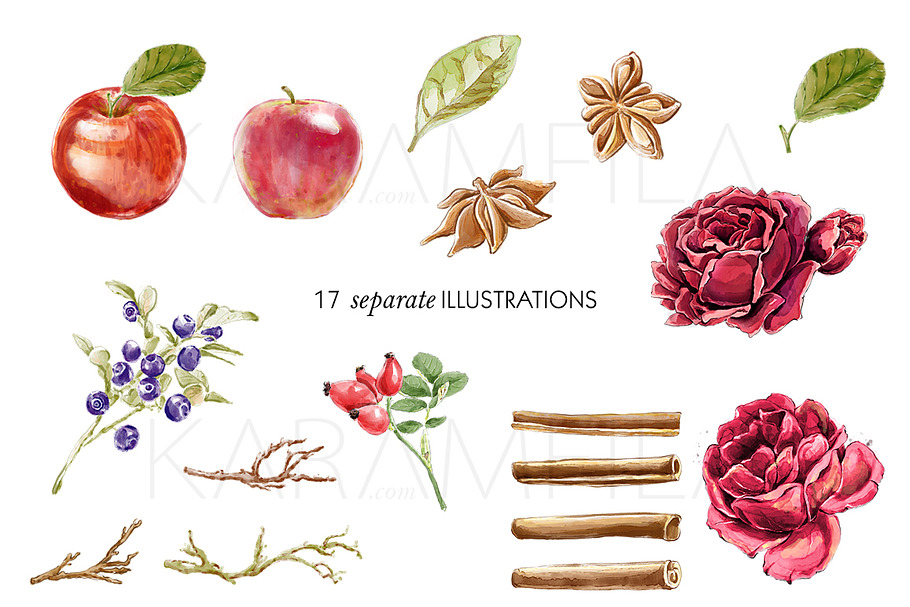 Cinnamon & Apples Clipart in Illustrations - product preview 8
