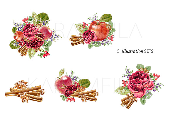 Cinnamon & Apples Clipart in Illustrations - product preview 1