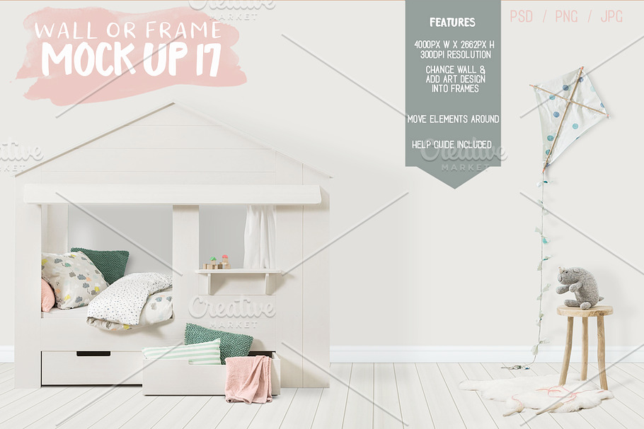 Kids Room Wall/Frame Mock Up 17 in Print Mockups - product preview 8