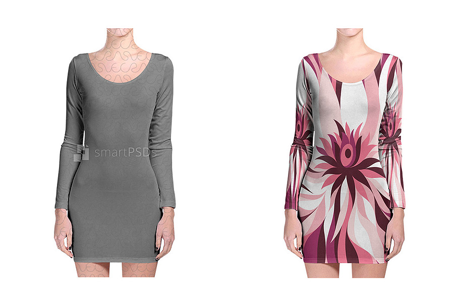 Longsleeve Bodycon Dress Design in Product Mockups - product preview 8