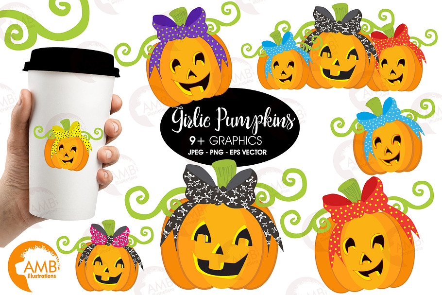 Girlie Pumpkin graphics AMB-148 in Illustrations - product preview 8