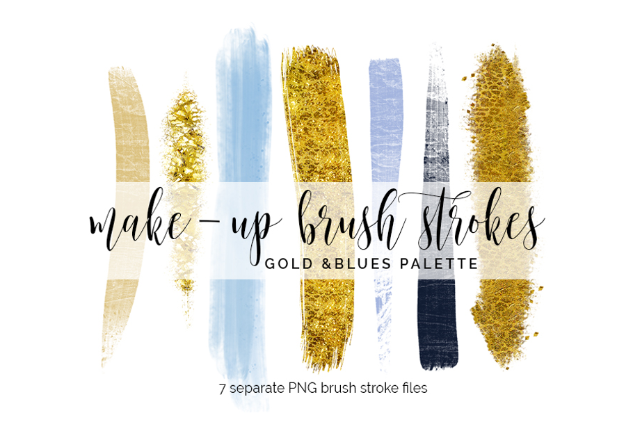 Brush Strokes Clipart - gold & blues in Graphics - product preview 8