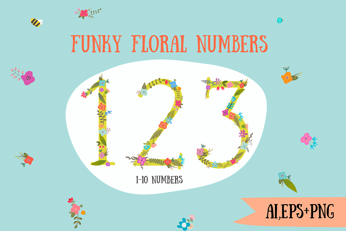 Funky floral numbers in Graphics - product preview 8