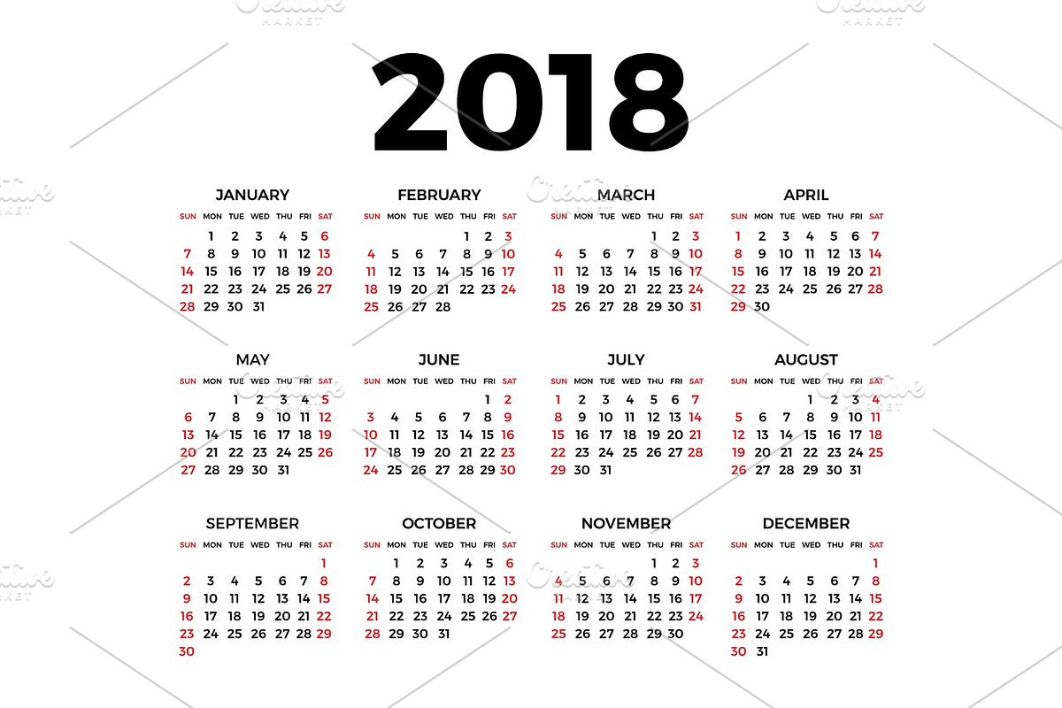 Calendar for 2018 in Stationery Templates - product preview 8