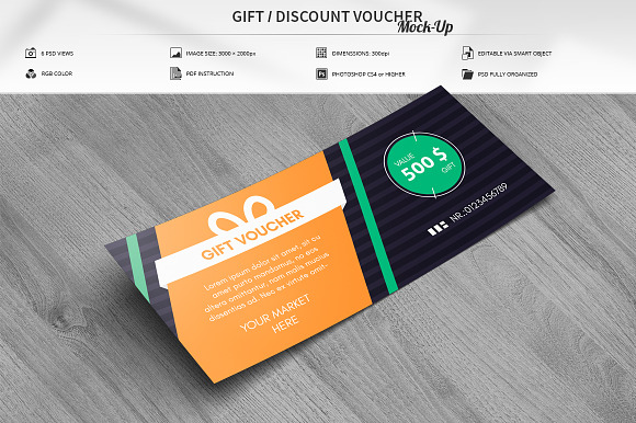 Gift / Discount Voucher Mock-Up in Print Mockups - product preview 8