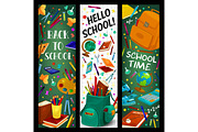 Back to School vector stationery banners set