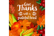 Thanksgiving greeting card for autumn holiday design