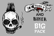 Skull,biker and rock elements