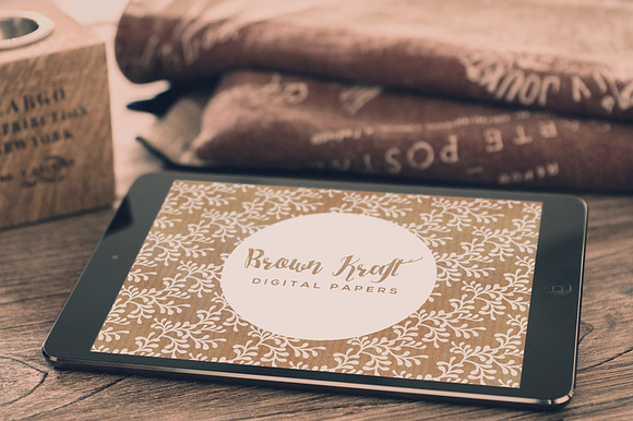 12 Brown Kraft Digital Papers in Patterns - product preview 1