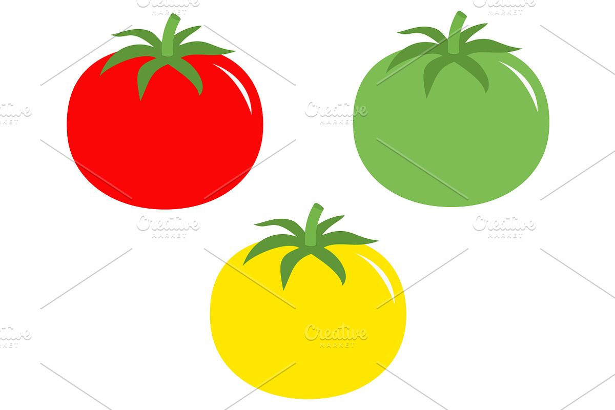 Red yellow green tomato icon set in Illustrations - product preview 8
