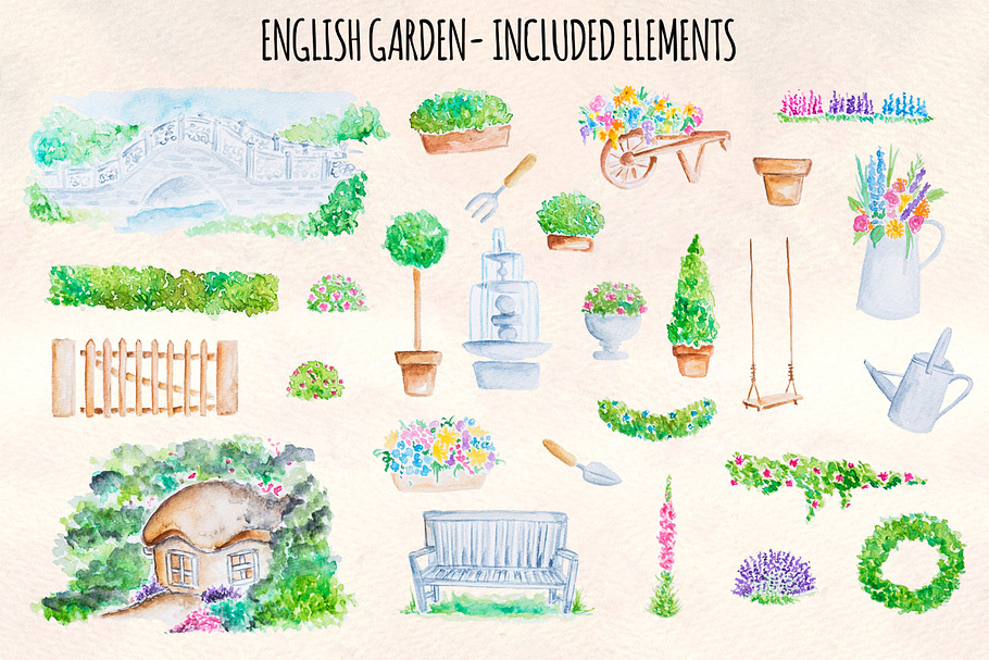 27 English Garden Watercolor Graphic