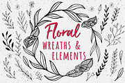 Hand Drawn Floral Wreaths + Elements
