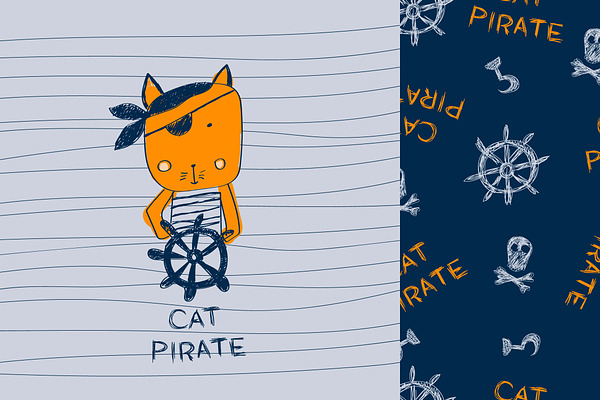 cat pirate. baby prints