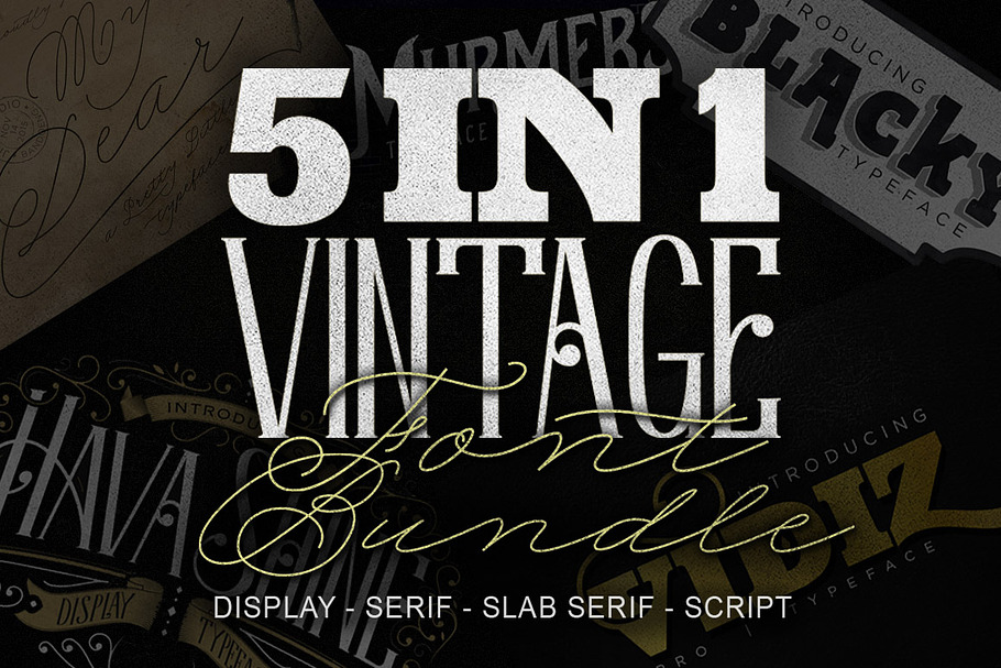 5 IN 1 Vintage Font Bundle in Fonts - product preview 8