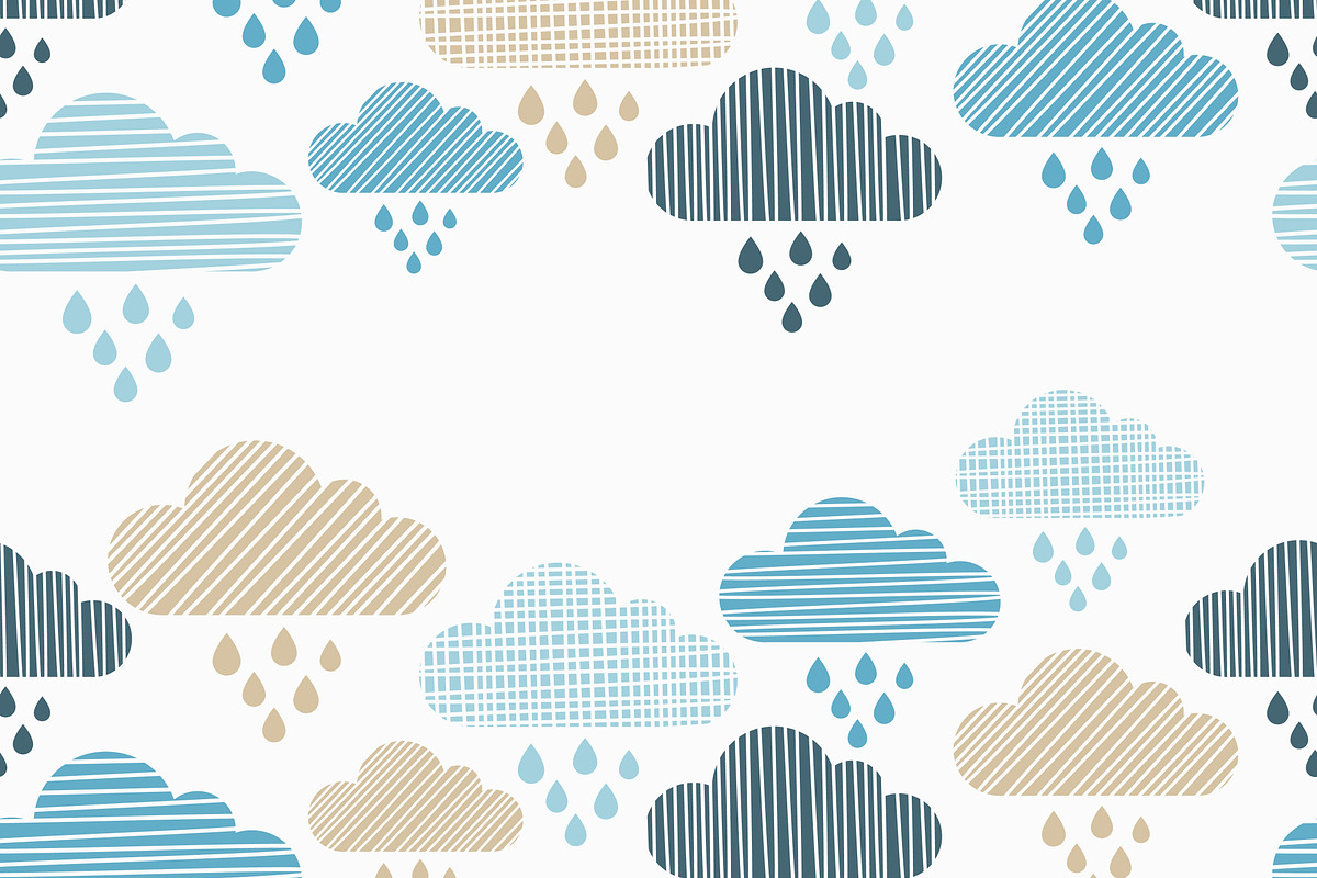 Clouds and rain drops. in Patterns - product preview 8