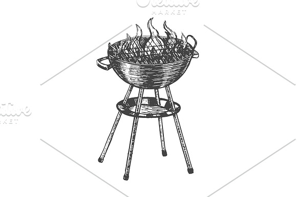 Barbecue Party Poster Hand Draw  in Illustrations - product preview 1
