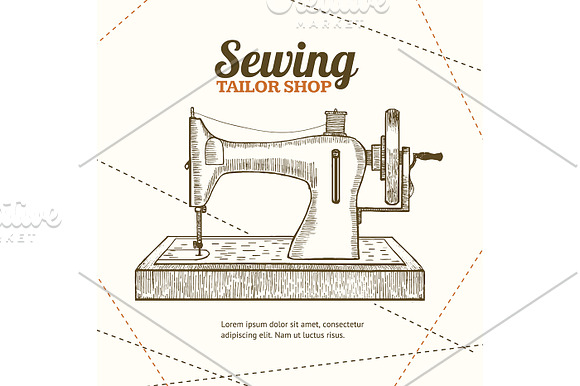 Sewing Set Hand Draw Sketch. Vector in Illustrations - product preview 1
