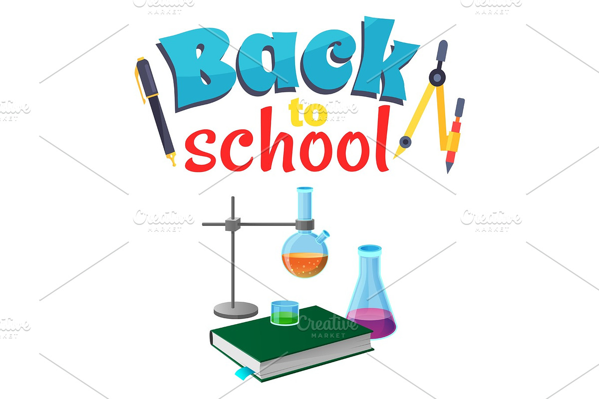 Back to School Sticker with Laboratory Equipment in Illustrations - product preview 8