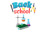 Back to School Sticker with Laboratory Equipment