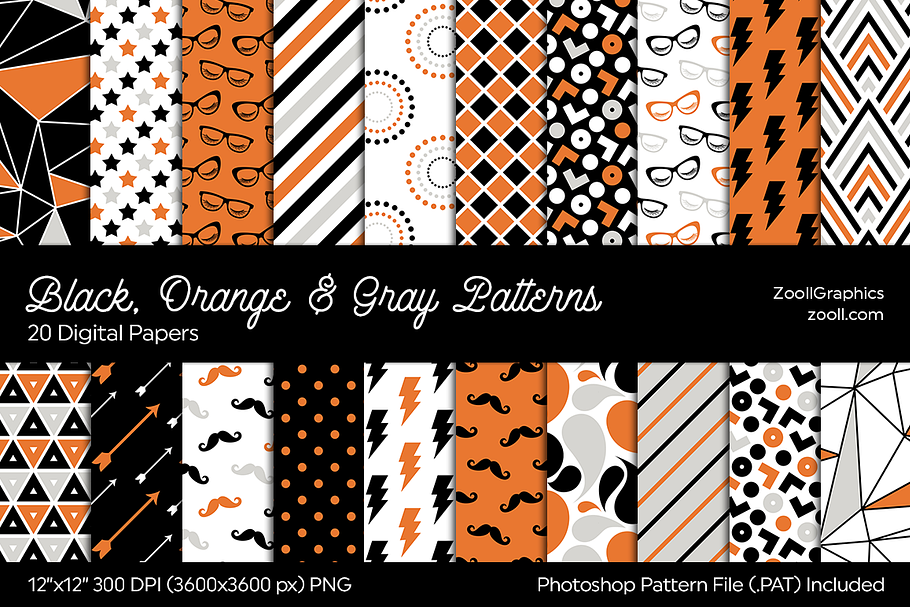 Black, Orange & Gray Digital Papers