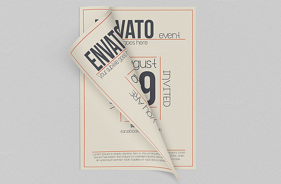 Clean retro style flyer or poster in Stationery Templates - product preview 3