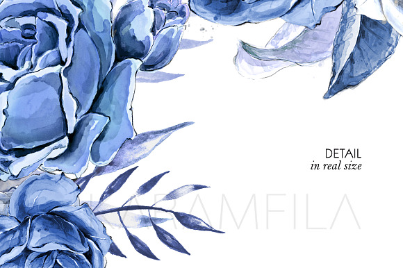 Blue Roses Clipart in Illustrations - product preview 3