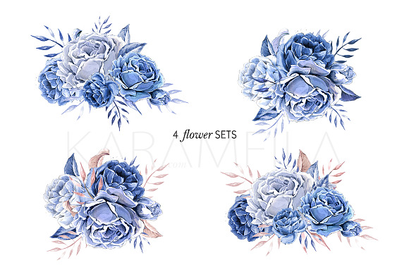 Blue Roses Clipart in Illustrations - product preview 4