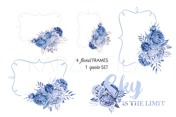 Blue Roses Clipart in Illustrations - product preview 5