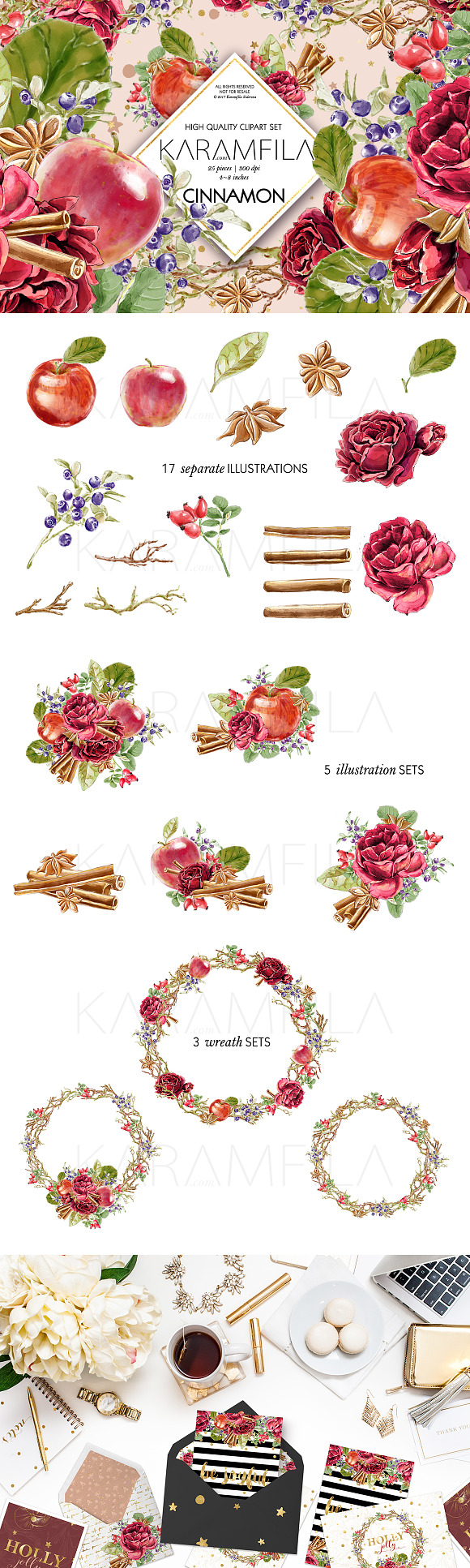 Cinnamon & Apples Clipart in Illustrations - product preview 10