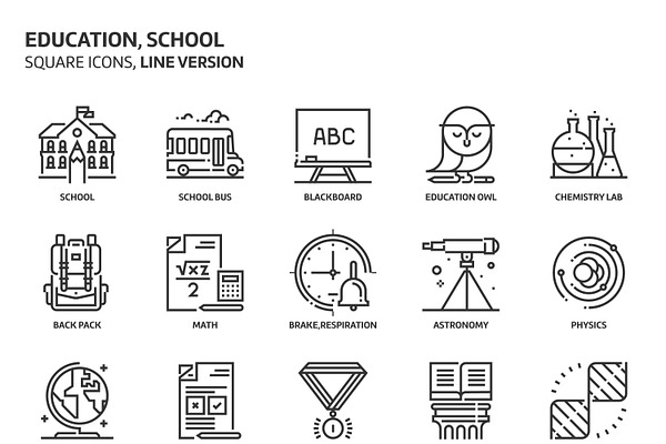 Education, square icons