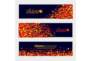 Vector horizontal autumn banners set
