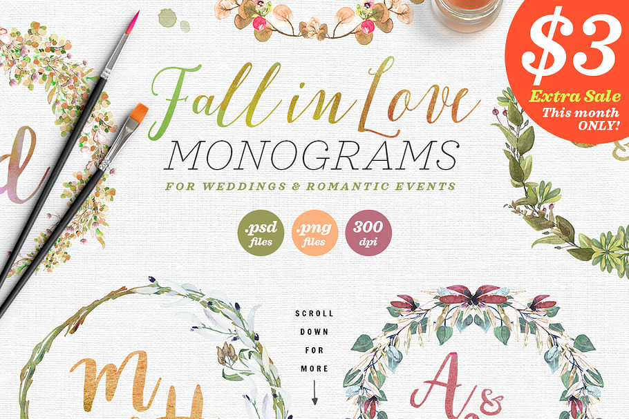 6 Fall in Love Wedding Monograms V in Illustrations - product preview 8