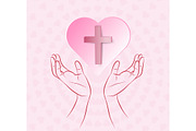 True cross in pink heart